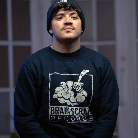 Brain Scran Marble Logo Sweatshirt - Navy