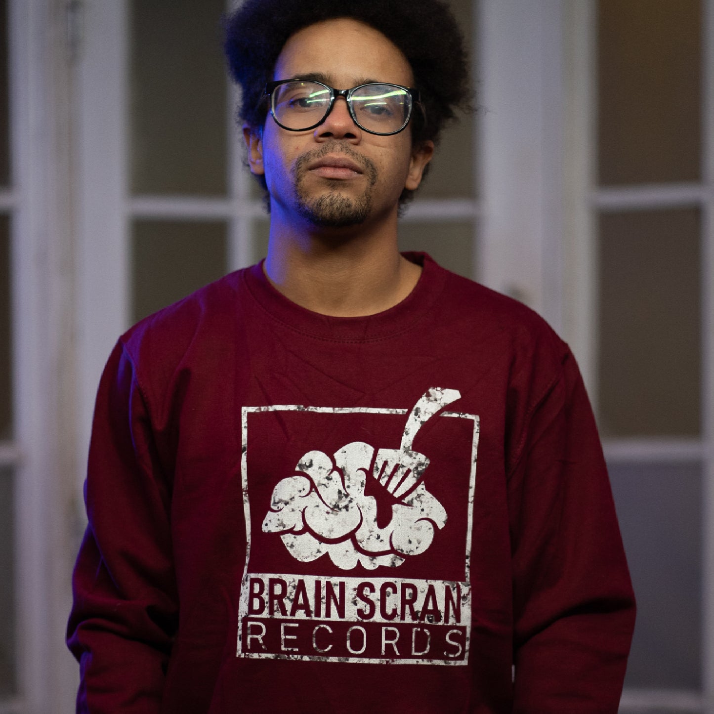 Brain Scran Marble Logo Sweatshirt - Burgundy